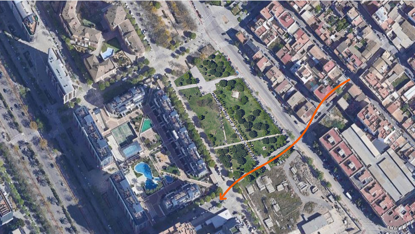 Propuesta parque Nicasio Benlloch en actual descampado / parking