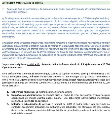 PROPUESTA ARTICULO 9. MODERACION DE COSTES
